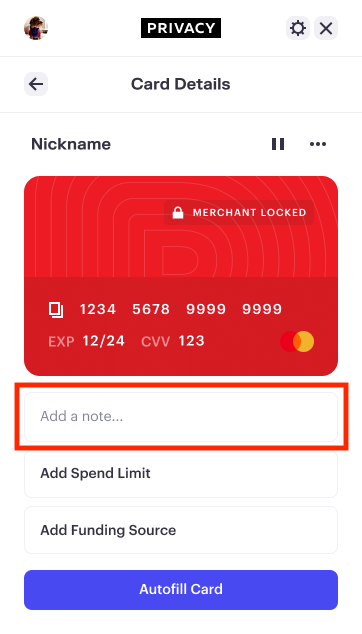 Card Notes extension