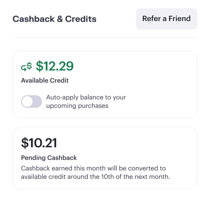 Cashback & Credits